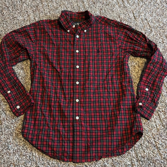 Polo Ralph Lauren red & black plaid shirt Holiday Winter Christmas youth - Picture 2 of 3